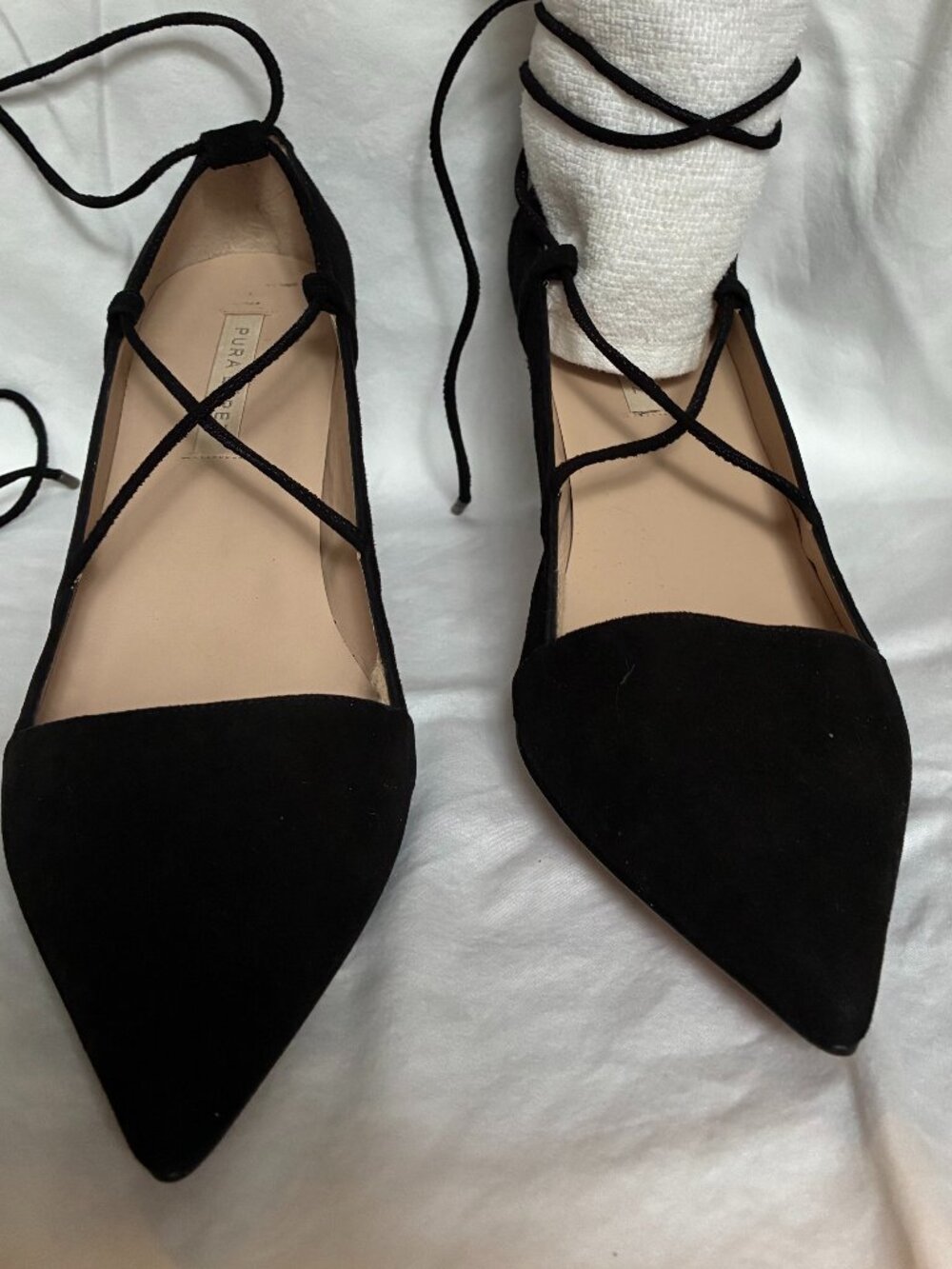 Pura Lopez black suede heels